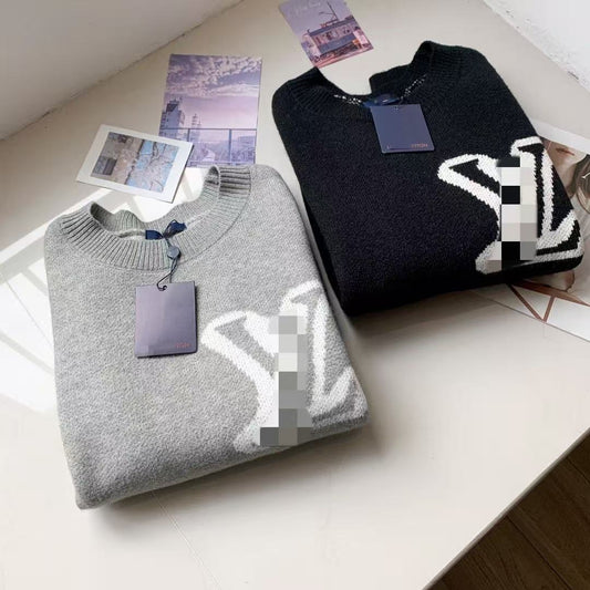 The correct version of L donkey knitted men's and women's crew neck sweater.25SS autumn and winter heavy industry meticulous production