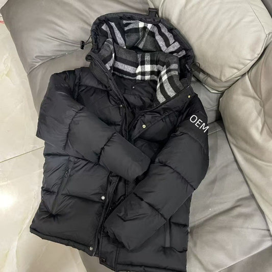 Cross-border plus-size winter classic fashionable cold-resistant warm thickened detachable sleeve black and white striped men's jacket