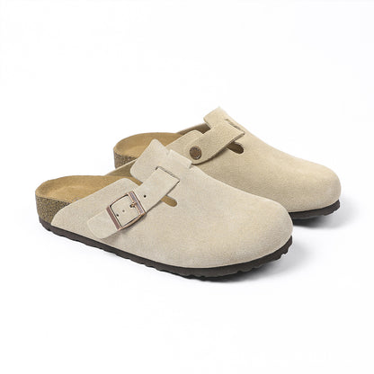 BK foreign trade spot full cowhide men's and women's wear semi-drag cork leather Birkenstock shoes toe Boken slippers Boston