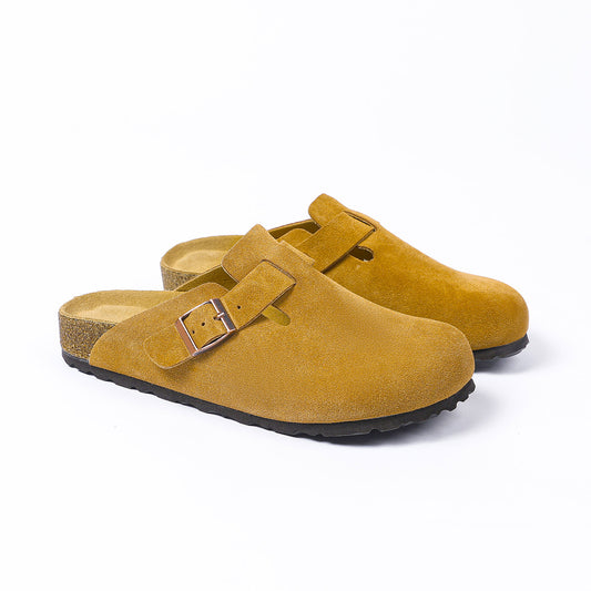 BK foreign trade spot full cowhide men's and women's wear semi-drag cork leather Birkenstock shoes toe Boken slippers Boston