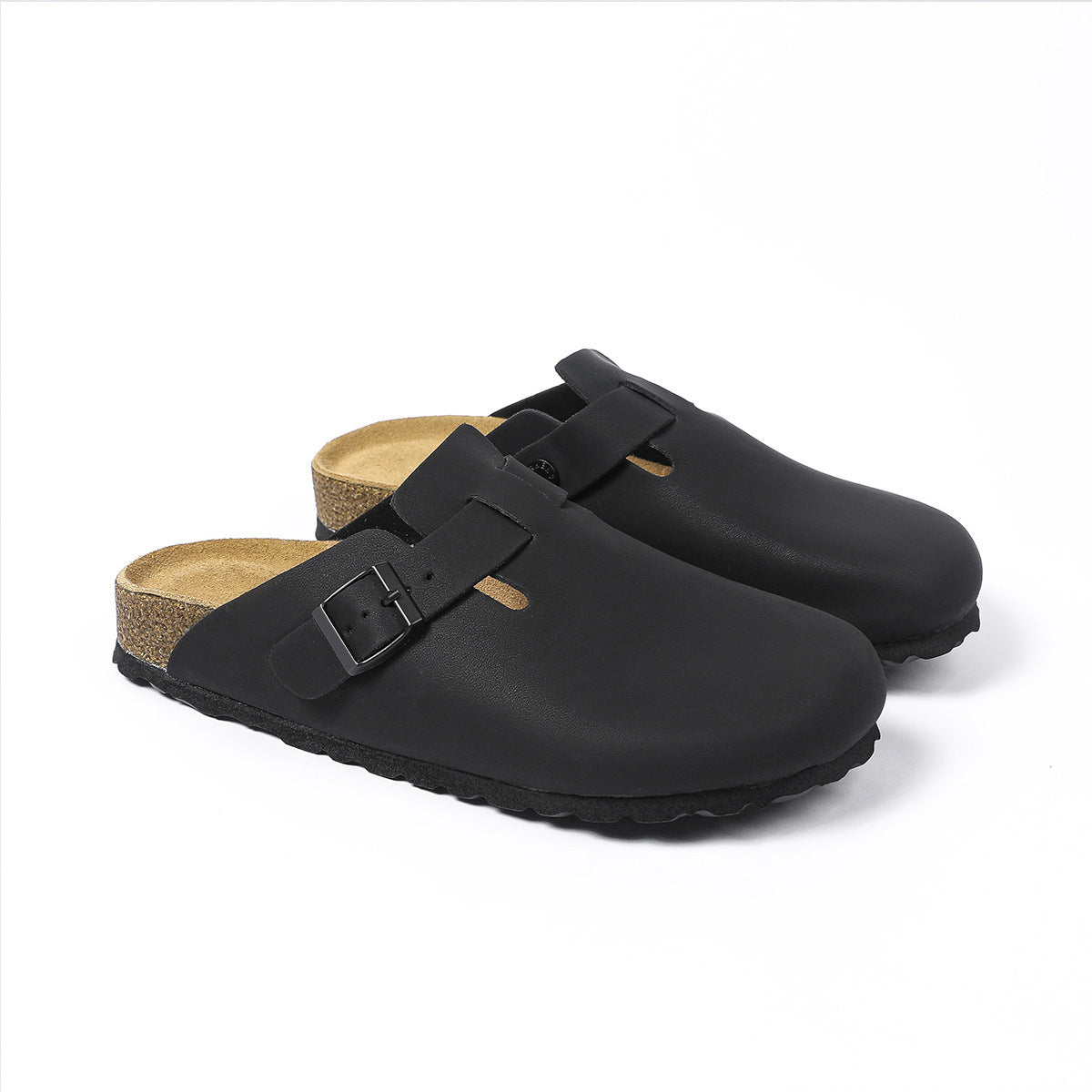BK foreign trade spot full cowhide men's and women's wear semi-drag cork leather Birkenstock shoes toe Boken slippers Boston