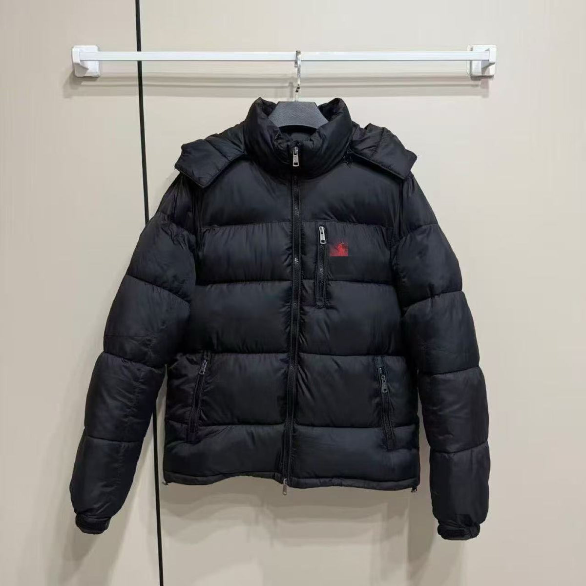 Cross-border correct version of the Ruff pony coat padded jacket thickened new men's and women's hooded windproof removable hat jacket