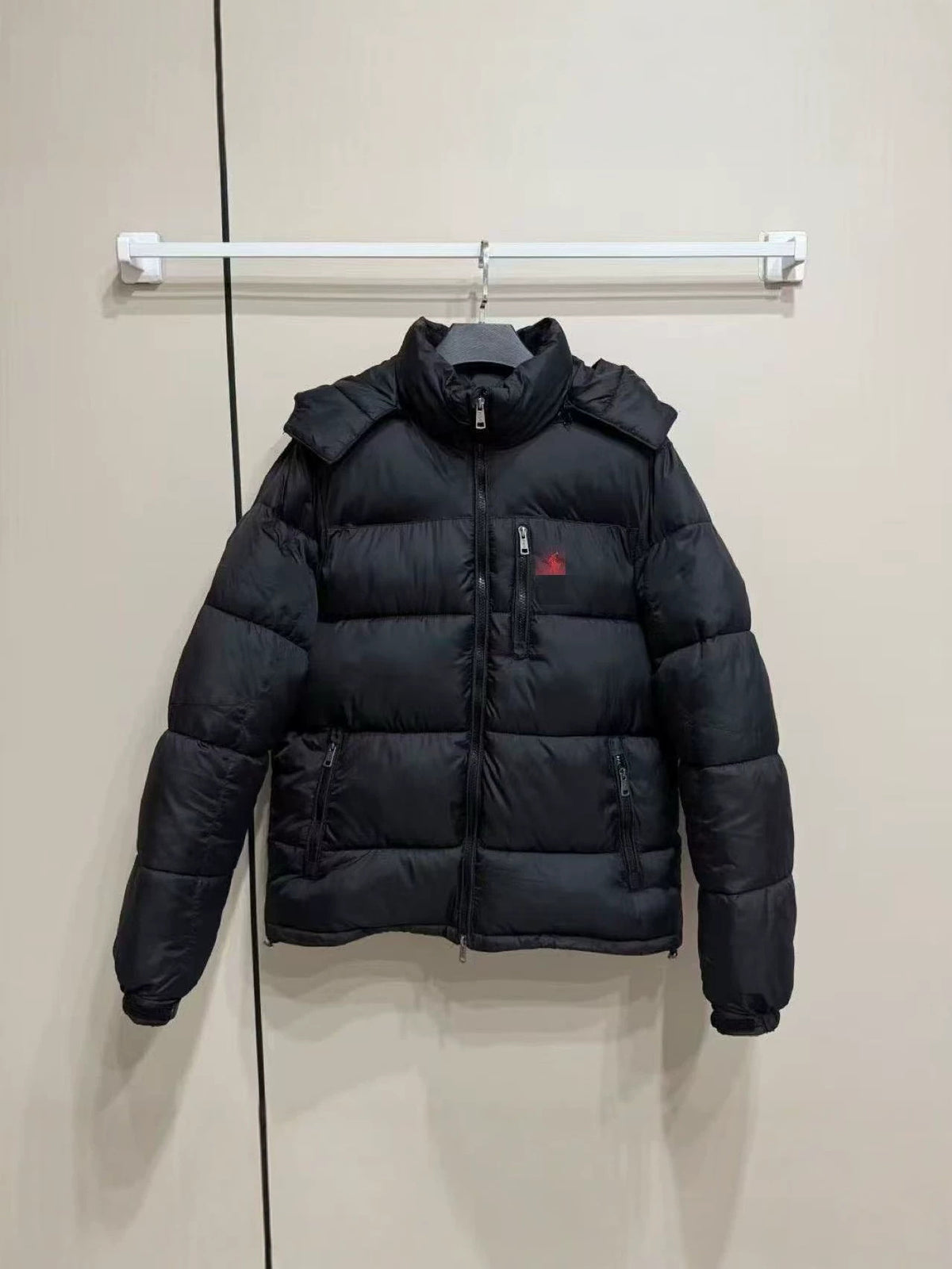 Cross-border correct version of the Ruff pony coat padded jacket thickened new men's and women's hooded windproof removable hat jacket