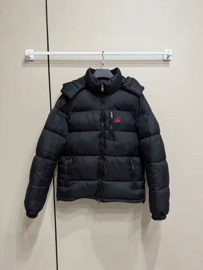 Cross-border correct version of the Ruff pony coat padded jacket thickened new men's and women's hooded windproof removable hat jacket