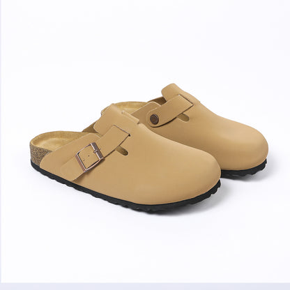 BK foreign trade spot full cowhide men's and women's wear semi-drag cork leather Birkenstock shoes toe Boken slippers Boston