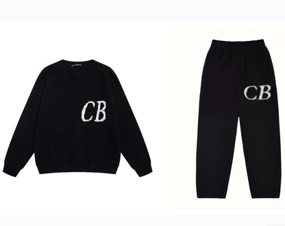 High version Cole Buxton Niche Minimalist CB Jacquard Female Couple Matching Loose Crewneck Sweater