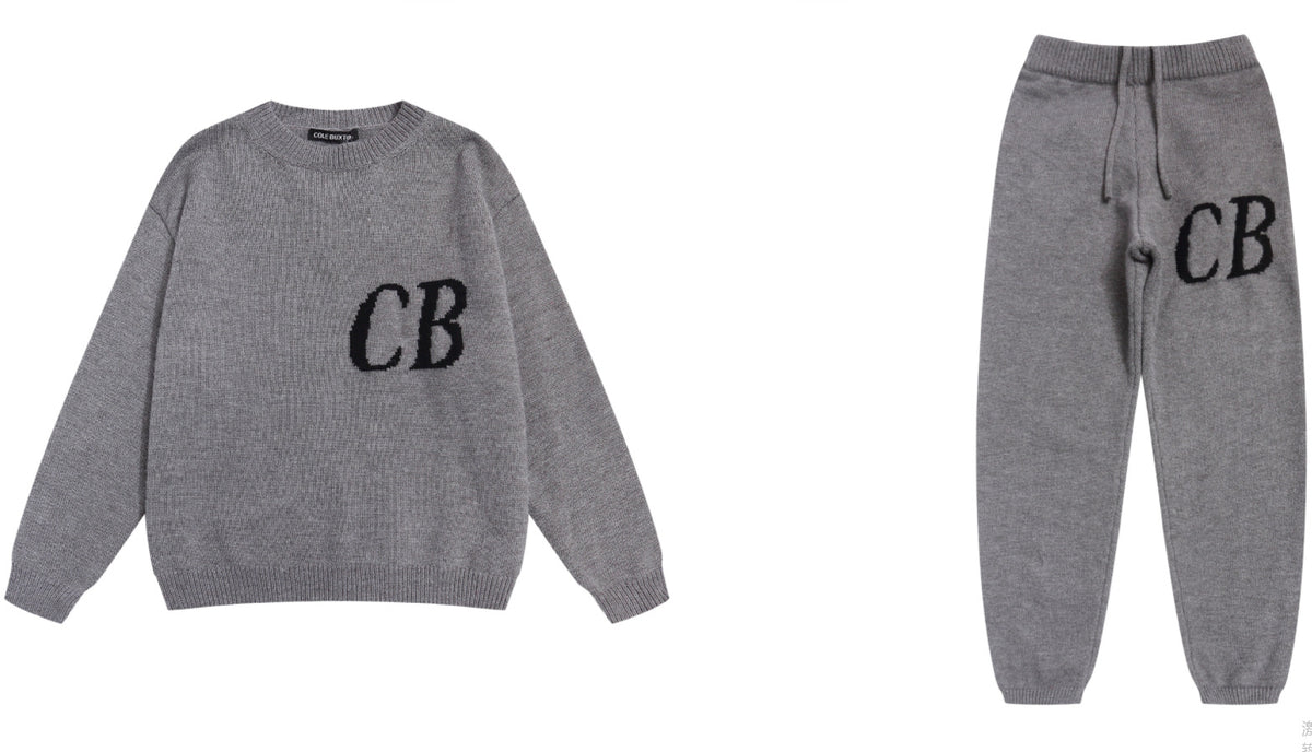 High version Cole Buxton Niche Minimalist CB Jacquard Female Couple Matching Loose Crewneck Sweater