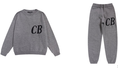 High version Cole Buxton Niche Minimalist CB Jacquard Female Couple Matching Loose Crewneck Sweater
