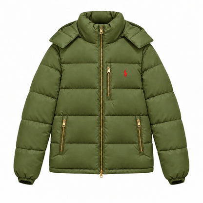 Cross-border correct version of the Ruff pony coat padded jacket thickened new men's and women's hooded windproof removable hat jacket