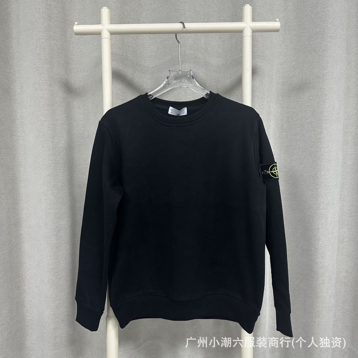 Cross-border STONE stone solid color ins compass badge basic pullover function casual men's and women's crewneck sweatshirt island
