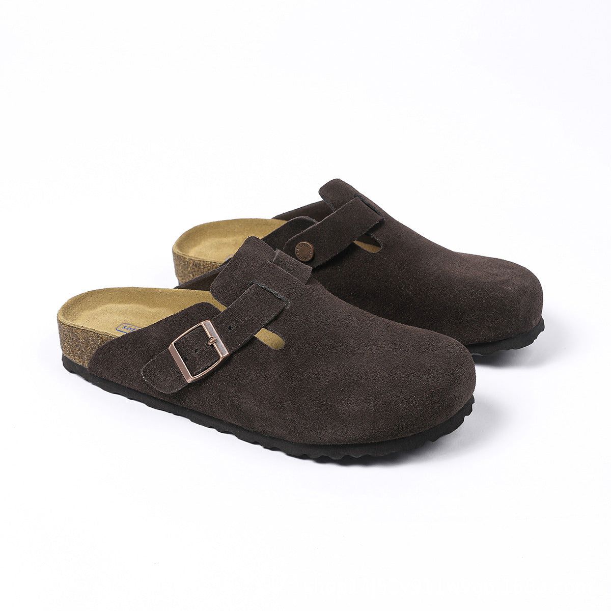 BK foreign trade spot full cowhide men's and women's wear semi-drag cork leather Birkenstock shoes toe Boken slippers Boston