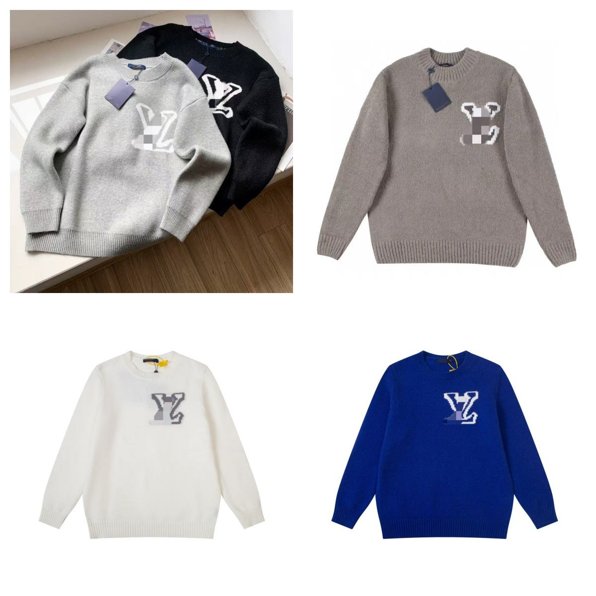 The correct version of L donkey knitted men's and women's crew neck sweater.25SS autumn and winter heavy industry meticulous production
