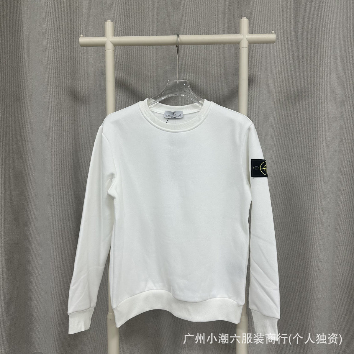 Cross-border STONE stone solid color ins compass badge basic pullover function casual men's and women's crewneck sweatshirt island
