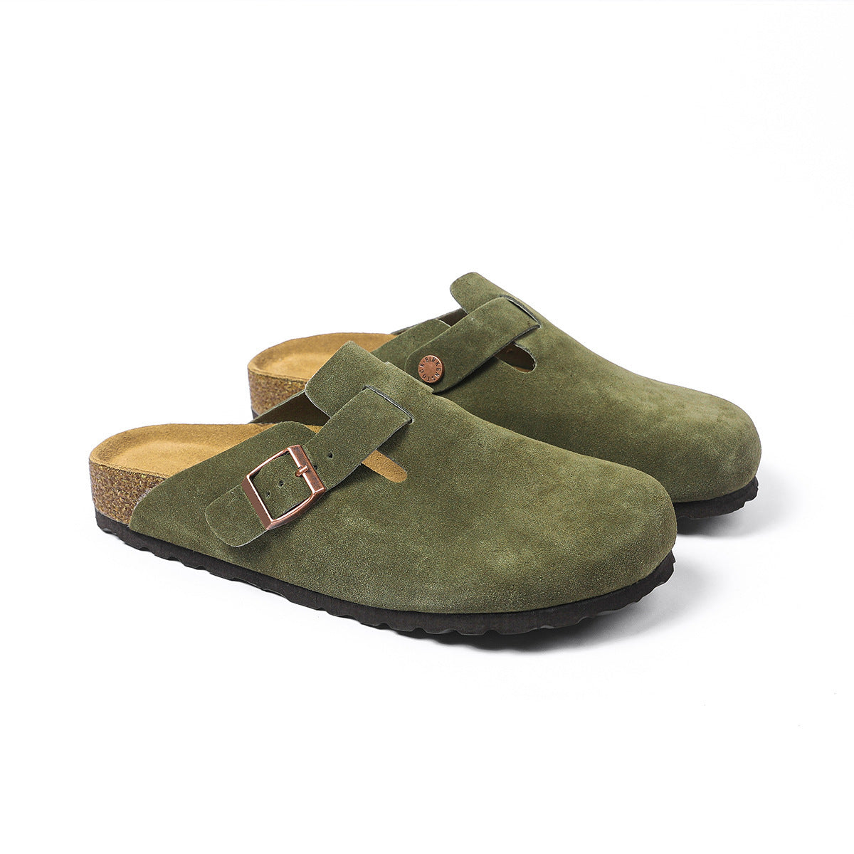 BK foreign trade spot full cowhide men's and women's wear semi-drag cork leather Birkenstock shoes toe Boken slippers Boston