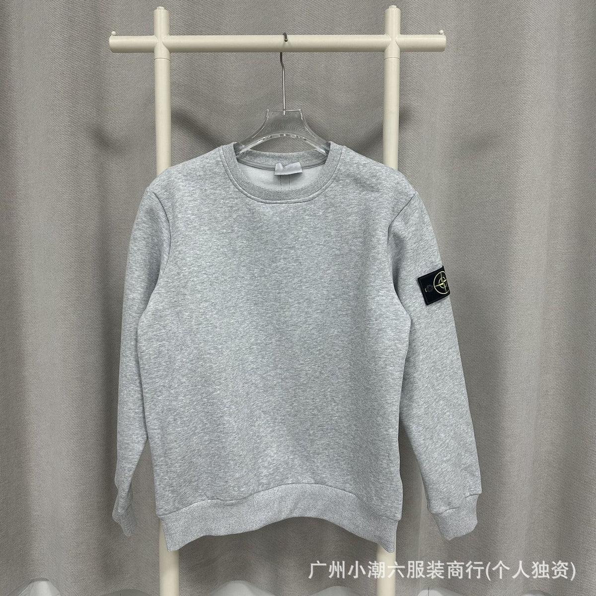 Cross-border STONE stone solid color ins compass badge basic pullover function casual men's and women's crewneck sweatshirt island