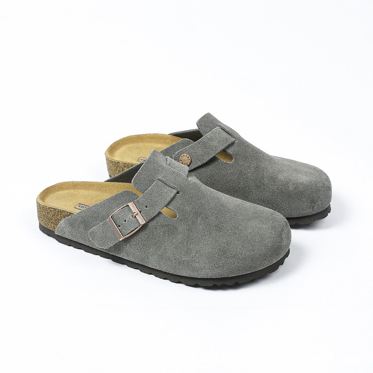 BK foreign trade spot full cowhide men's and women's wear semi-drag cork leather Birkenstock shoes toe Boken slippers Boston