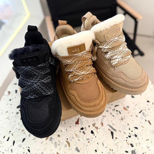Cross-border e-commerce new Mel couple men's and women's snow boots, women's thick soles, fur integration, warmth, casual warmth, and thickening