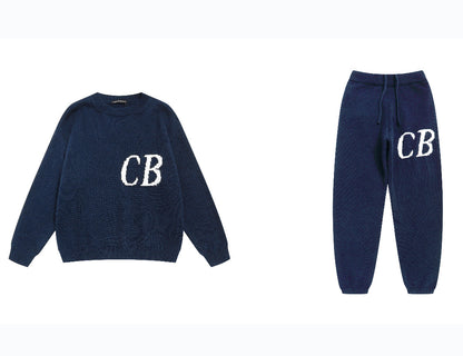 High version Cole Buxton Niche Minimalist CB Jacquard Female Couple Matching Loose Crewneck Sweater